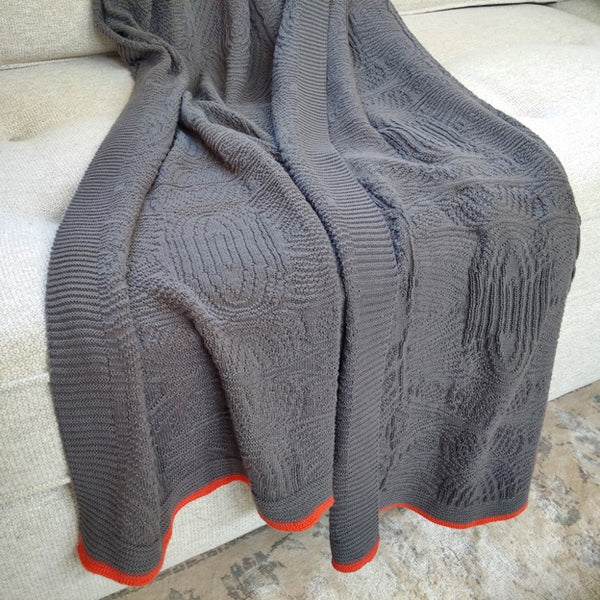 Morocco Dark Grey Soft 100% superior cotton Knit Throw 70"