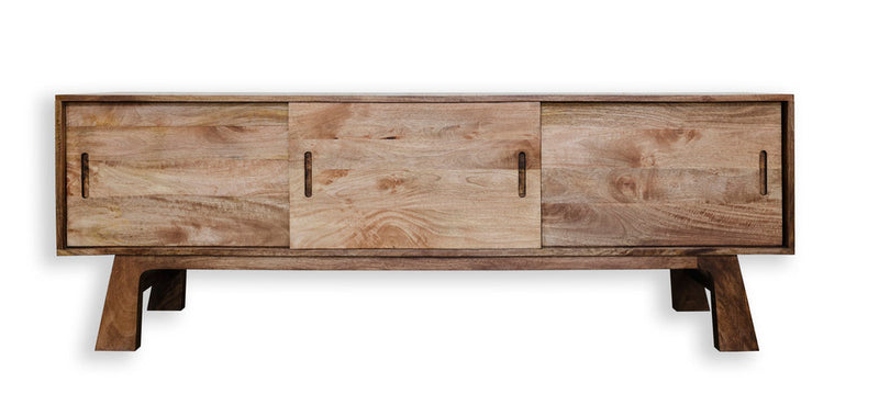 Konig Hardwood Sliding door TV Media Credenza and Record Player Stand