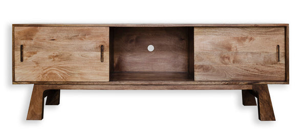 Konig Hardwood Sliding door TV Media Credenza and Record Player Stand