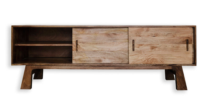 Konig Hardwood Sliding door TV Media Credenza and Record Player Stand