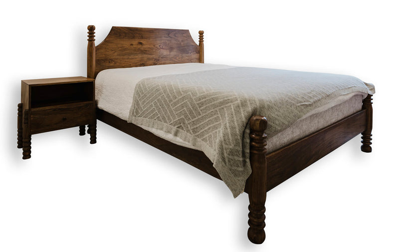 KATE Queen bed set with 2 night stands and slats. Solid hard wood.