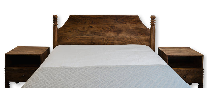KATE Queen bed set with 2 night stands and slats. Solid hard wood.