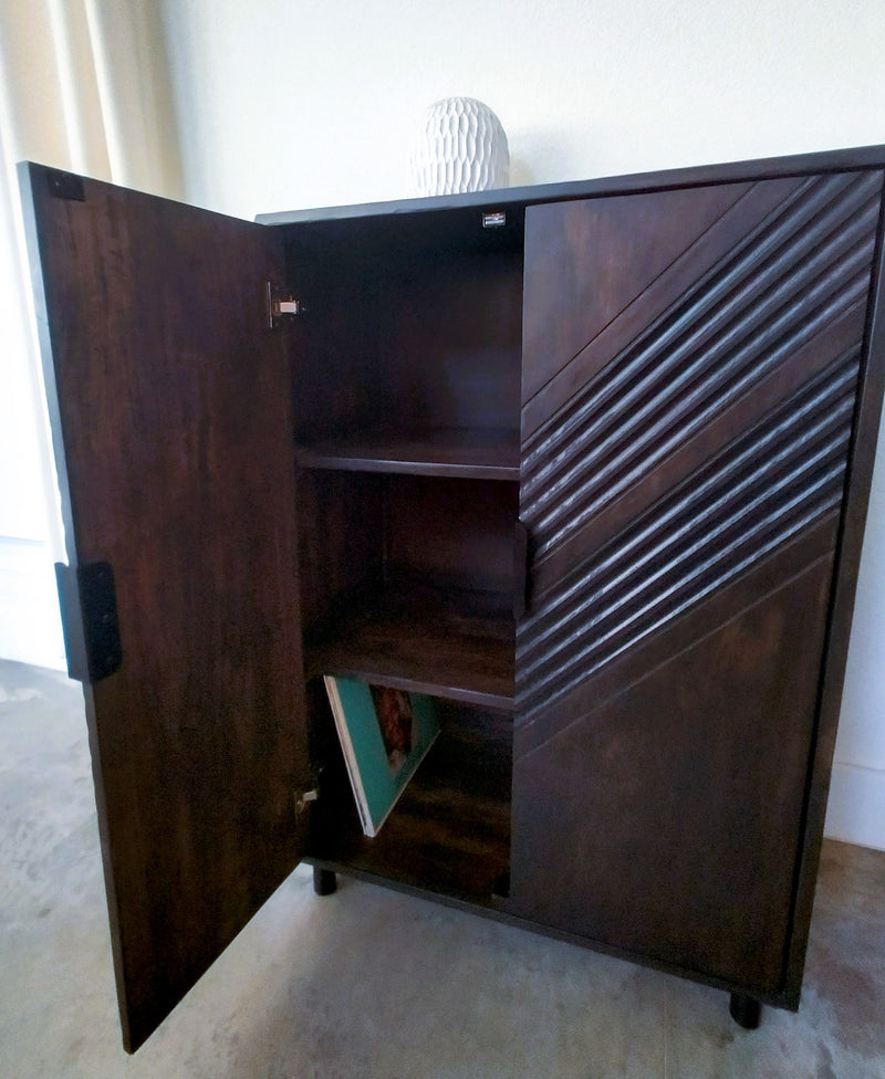 (0 tax) Koblenz NOIR 2 door hardwood designer Cabinet LP Records storage