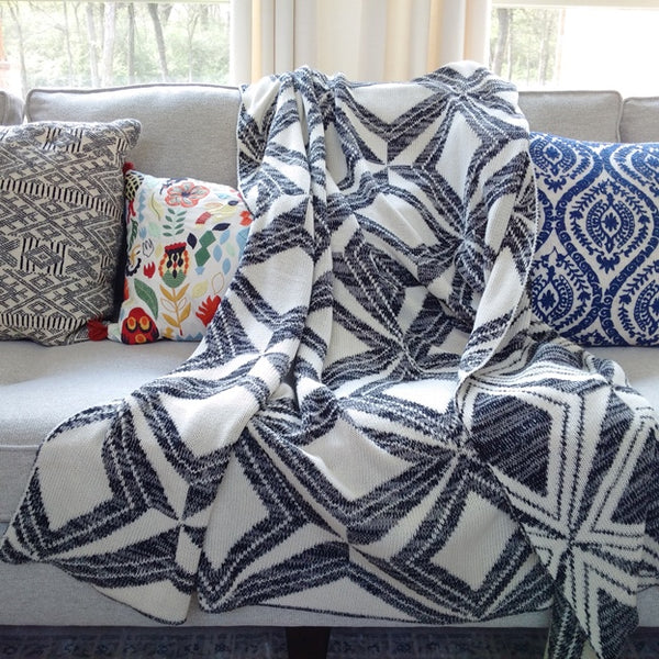 Diamond Valley Black and Ecru Throw